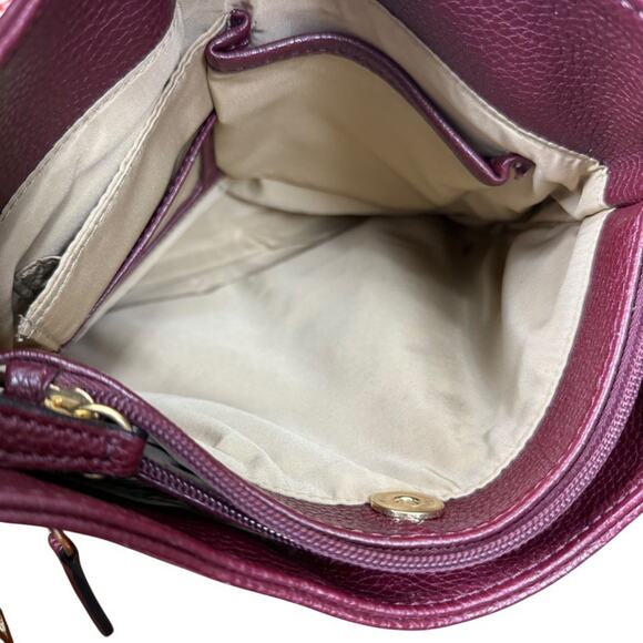Giani Bernini Pebble Leather Burgundy Crossbody Shoulder Bag Purse Gold Tone - Picture 15 of 16